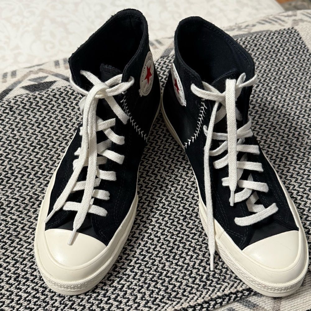 Converse Black Chuck 70 Crafted
Leather High Egret Sneakers Sz-6.5M/8.5W